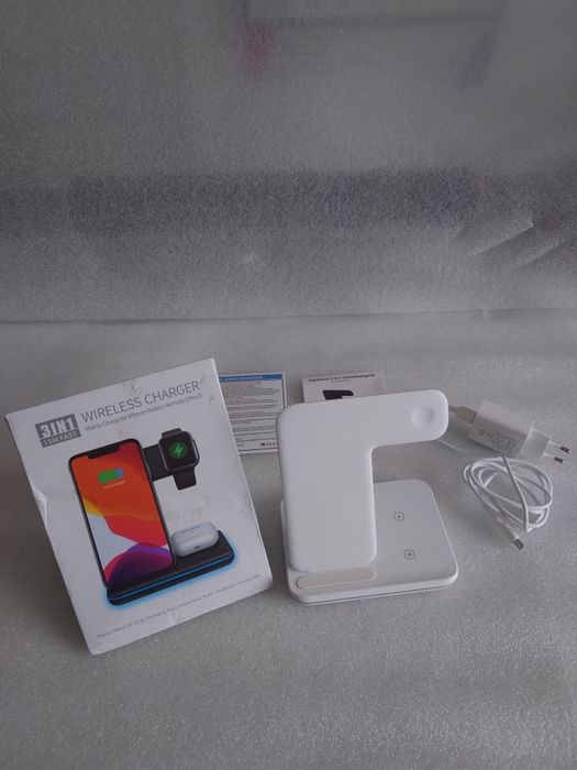 Ładowarka Indukcyjna 3w1 15W do iPhone Fast Charge typ C