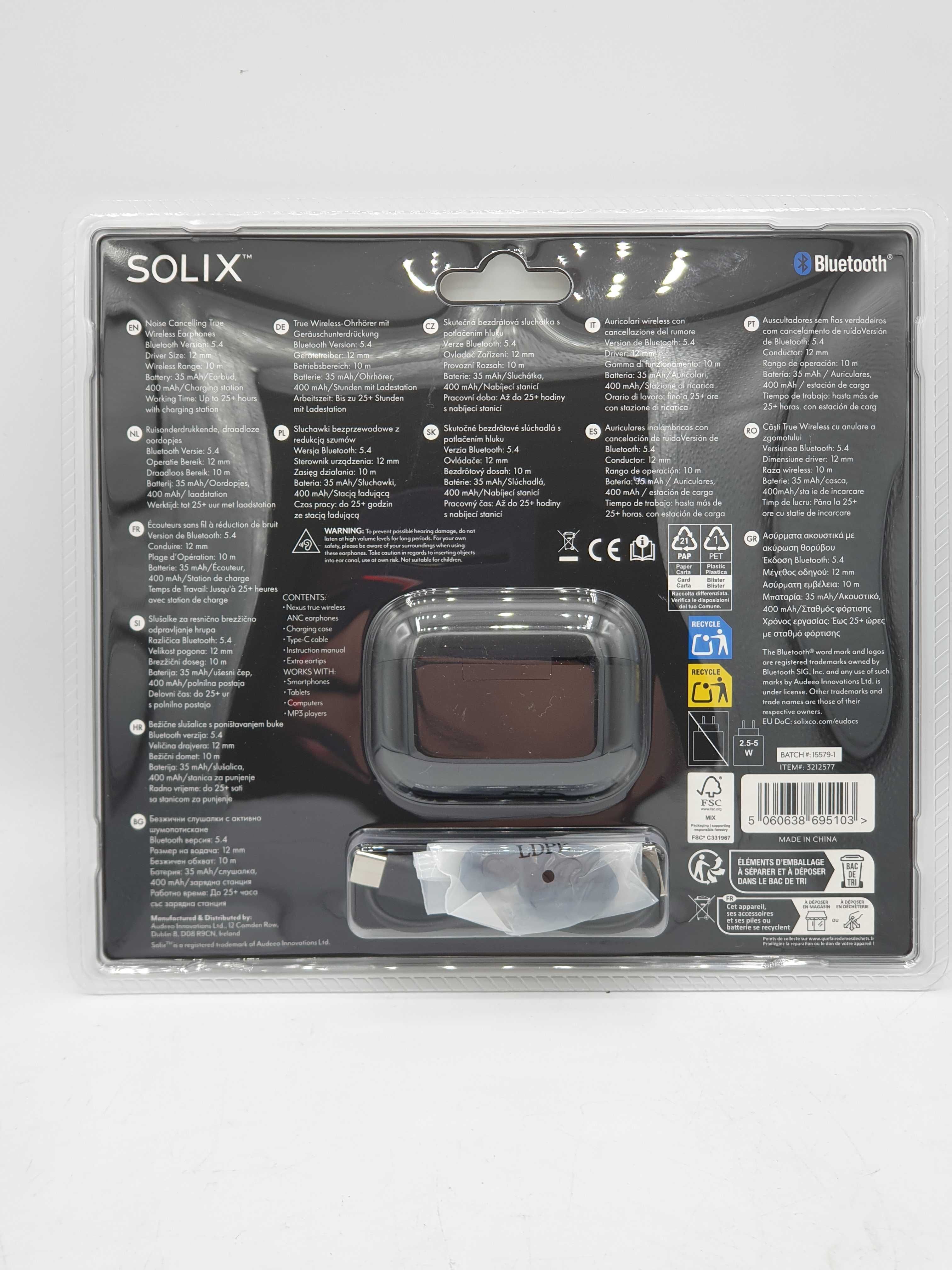 Bezprzewodowe słuchawki Solix NEXUS ANC TWS Bluetooth 5.4 ENC