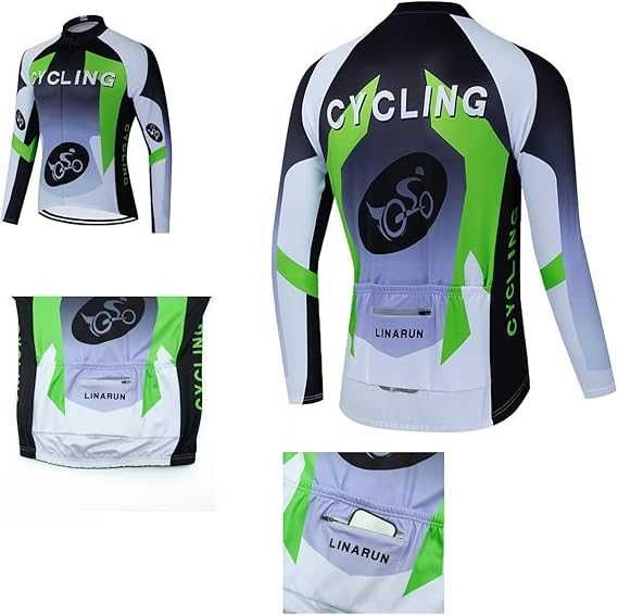 Strój rowerowy zimowy jesienny długi rękaw ocieplany z wkładką żelową