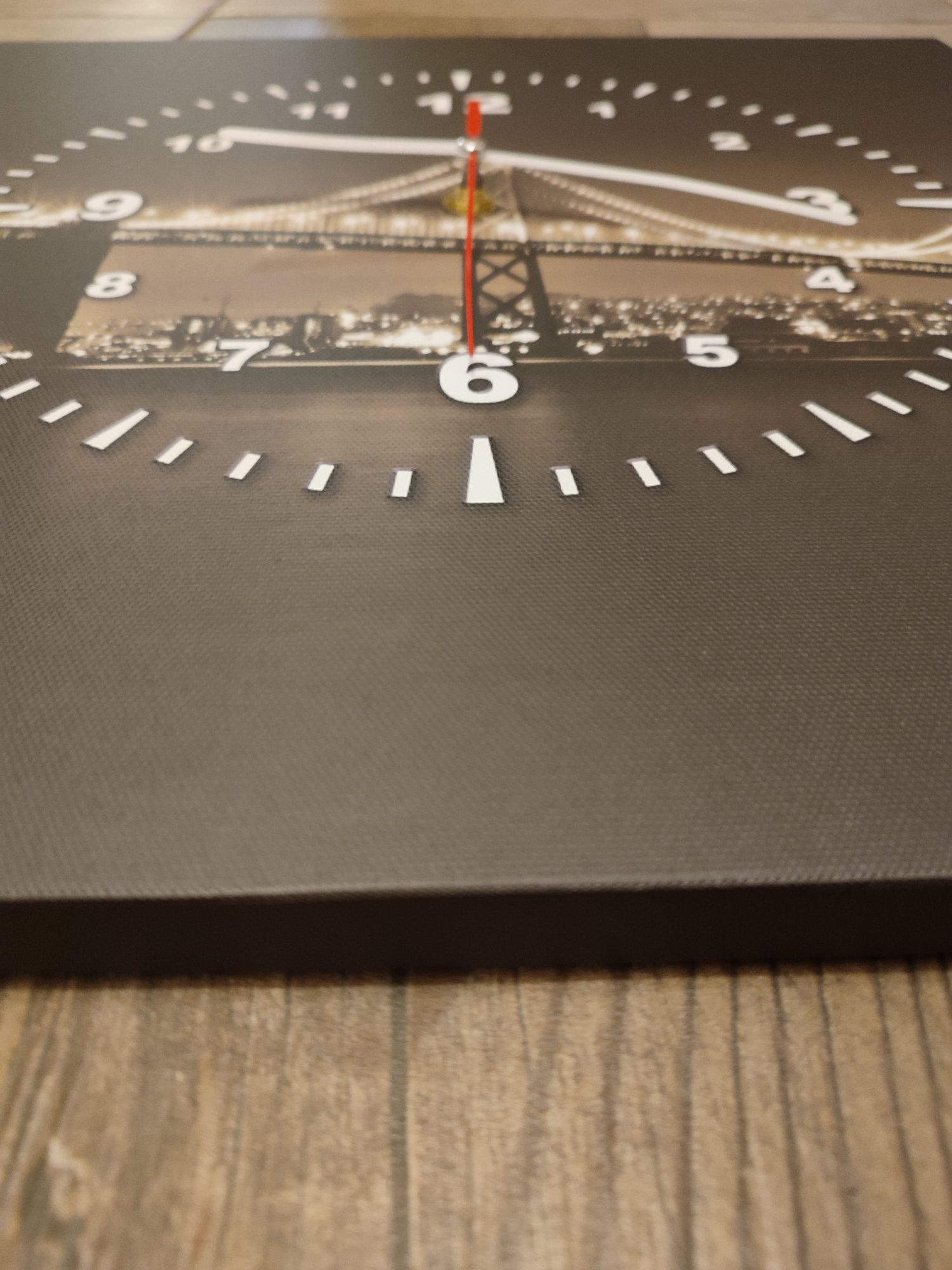 Nowy duży zegar ścienny Art Duo z fotografią miasta 80 cm