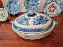 rara travessa rechaud coberto, Fitzhugh Em porcelana chinesa