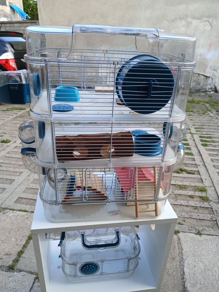 Klatka dla chomika z wyposażeniem+ transporter+ szafka Zolux