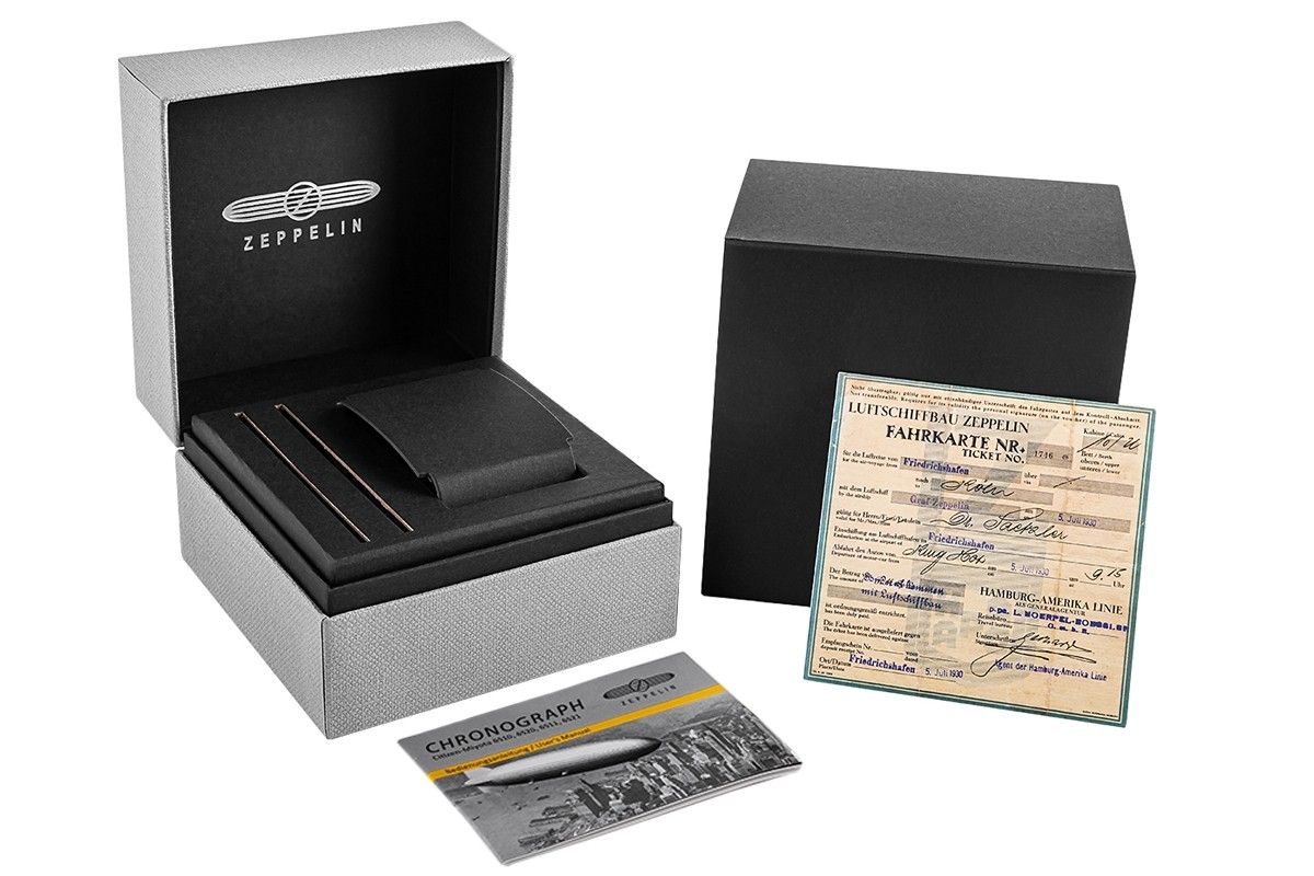 zegarek męski zeppelin 100 yahre chronograph 8670-1 + box