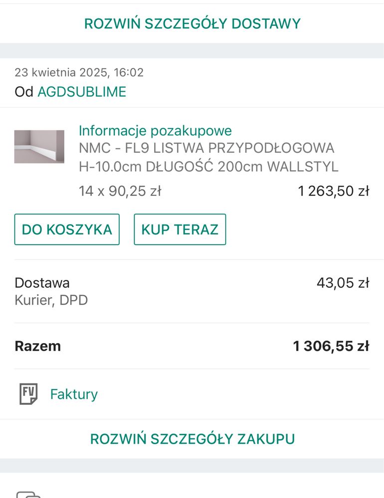 Sprzedam nowe listwy przypodłogowe