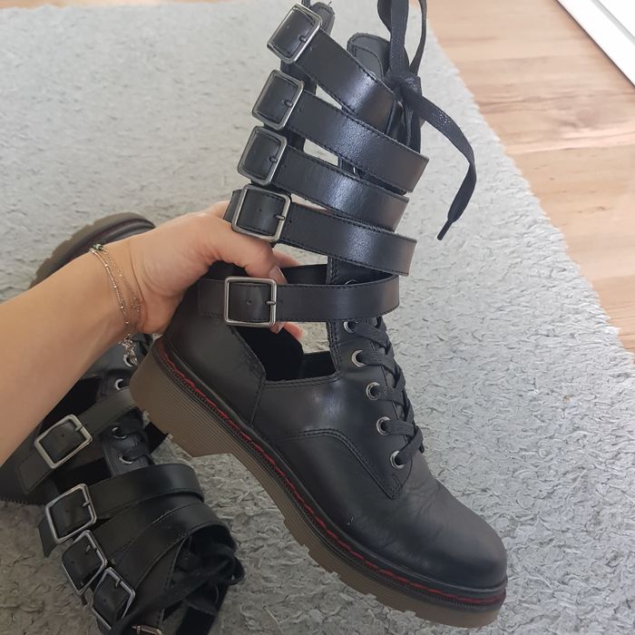 Unikatowe glany workery ZARA skóra naturalna 35