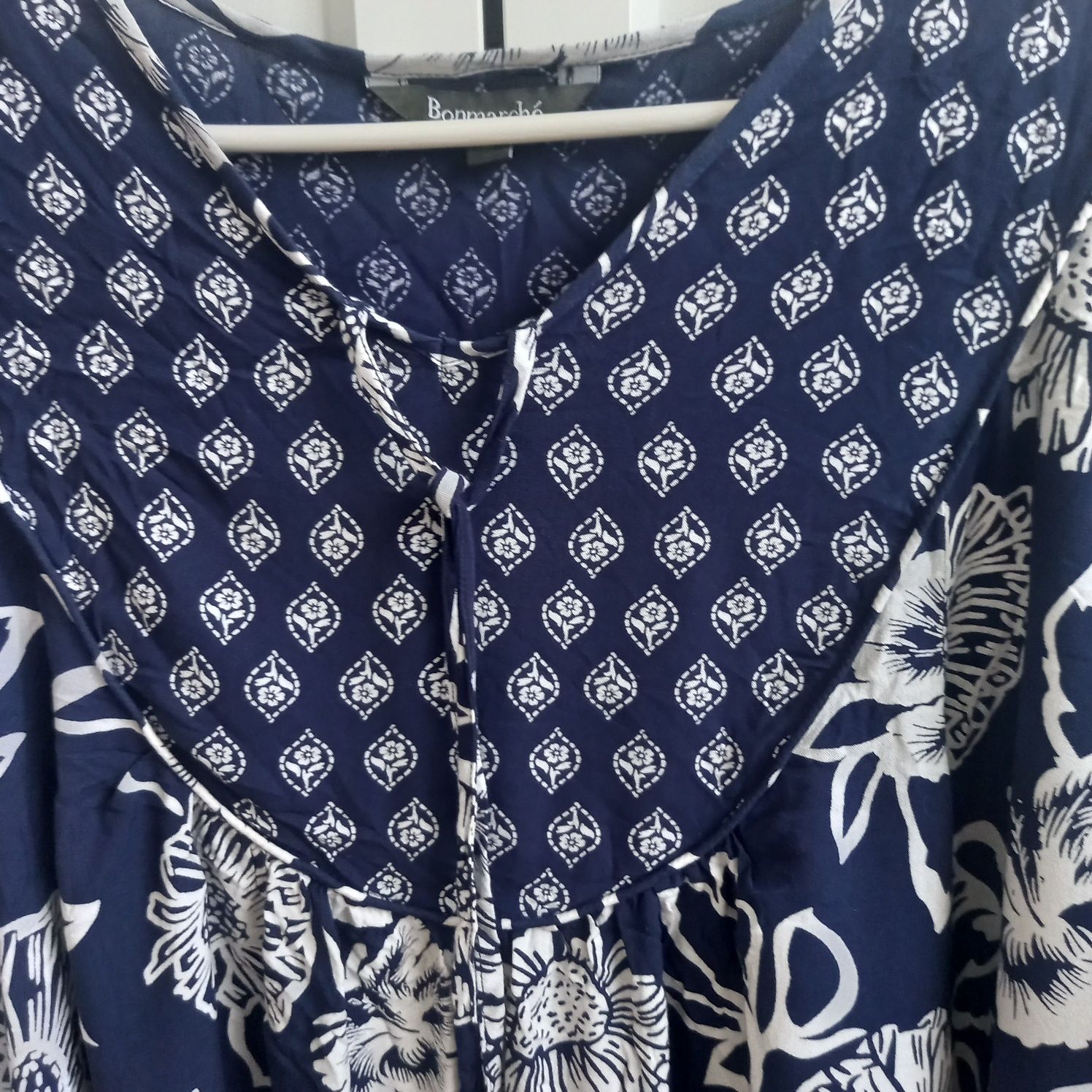 Granatowa bluzka oversize boho z wiskozy 44