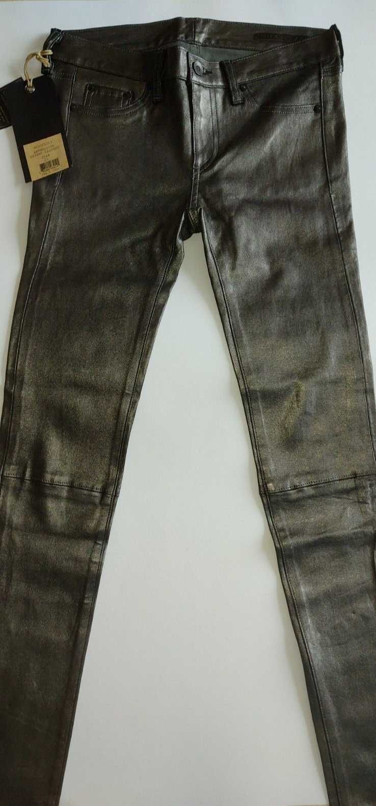 Rag & Bone Новые 100% натуральная Кожа Кожаные Брюки $1100 26 металлик