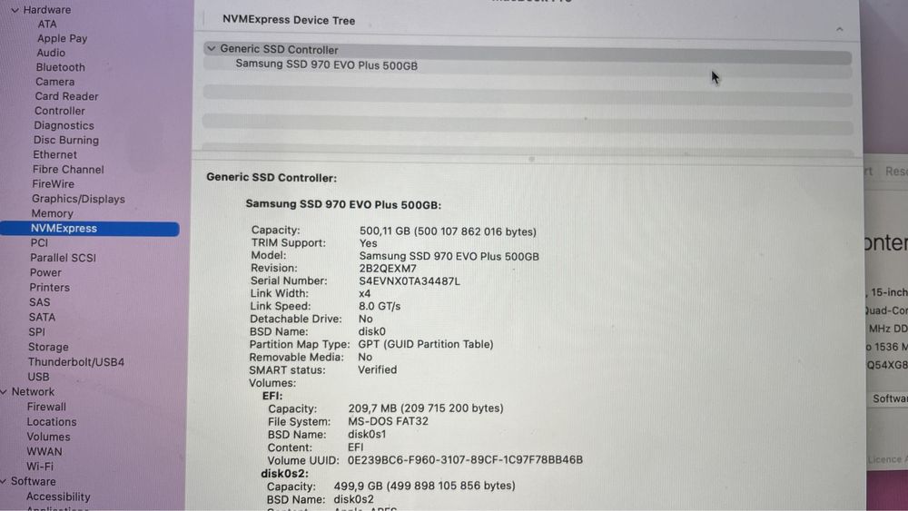 Macbook Pro 15 дюймов, Mid 2015, Core i7 2.5Ghz, 16Gb, 500 Ssd