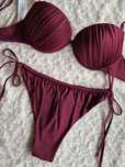 Śliczny kostium kąpielowy Calzedonia L 85B/80C/75D shiny satin bordowy