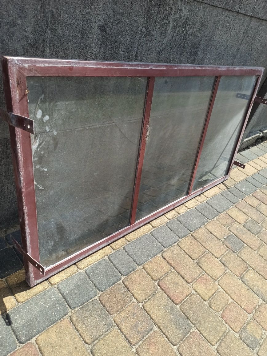 Okno metalowe 150x75cm rama z kątownika do garażu techniczne