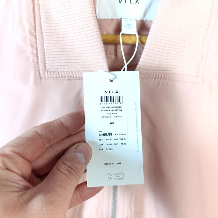 Nowa Kurtka Bomberka VILA Oversized Różowa 40 (L) Z Metką