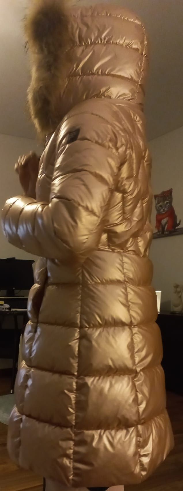 Parka rosa com capuz
