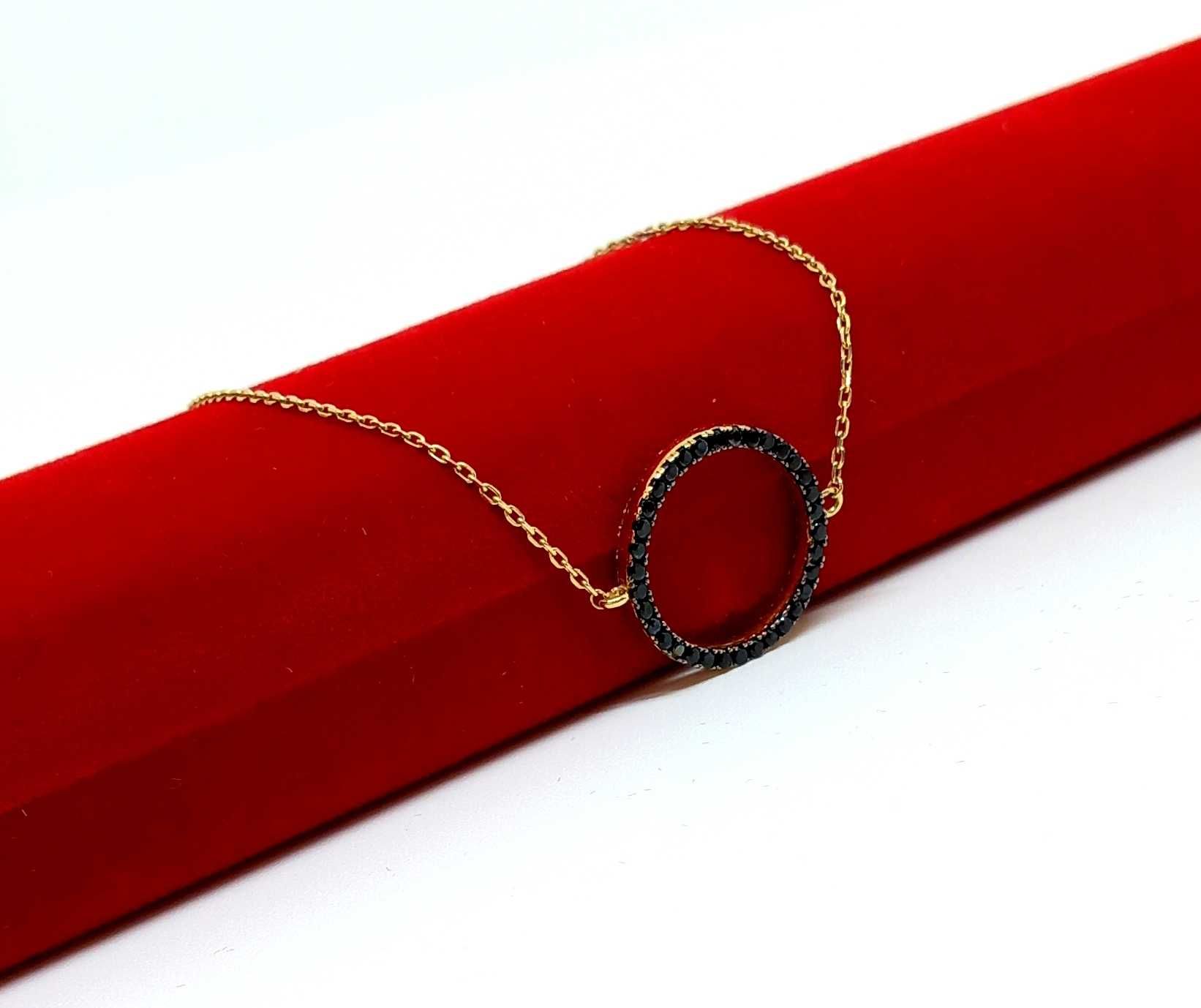 Złota bransoletka kółko cyrkonie PR.585 W:2.07gr Dł.18,5cm InterSKLEP