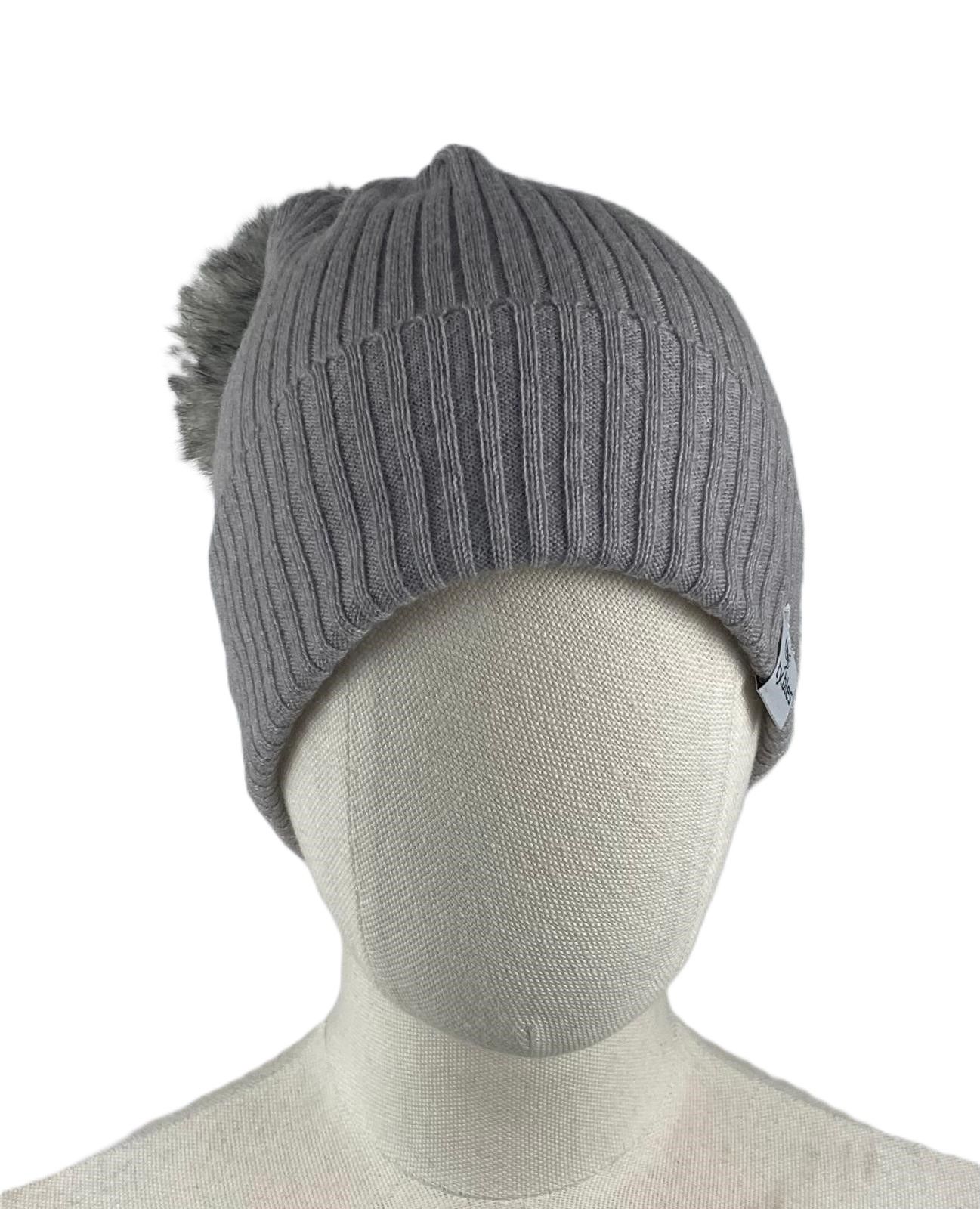 Czapka 100% wełna merino pompon prążek wool 1-2 lata