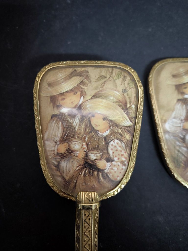 Conjunto espelho e escova pente antigo