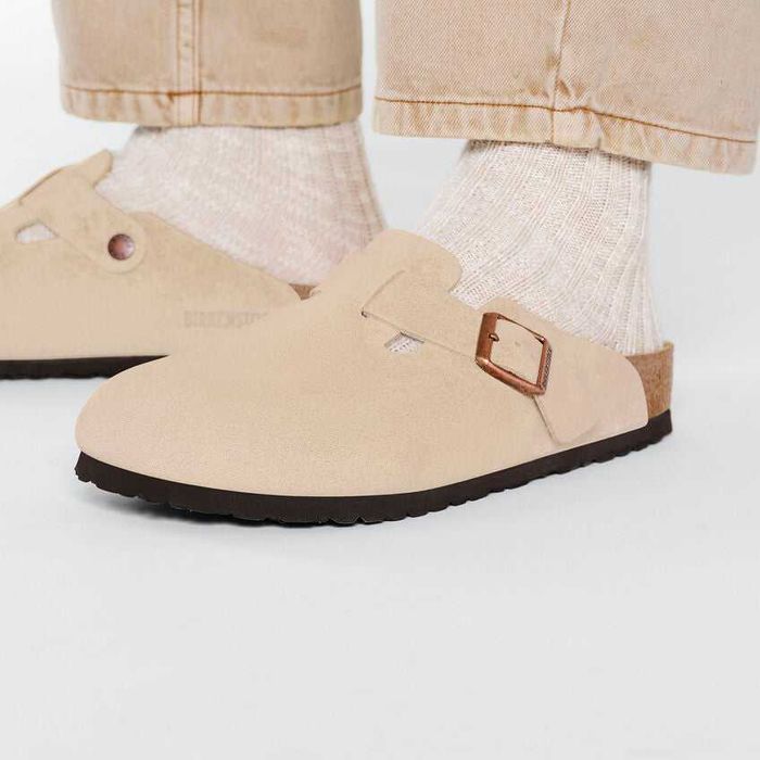Сабо Birkenstock Boston Soft Footbed Suede Leather Latte Cream
