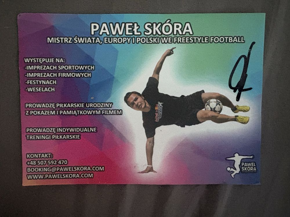 Autograf Paweł Skóra- mistrz świata w freestyle football