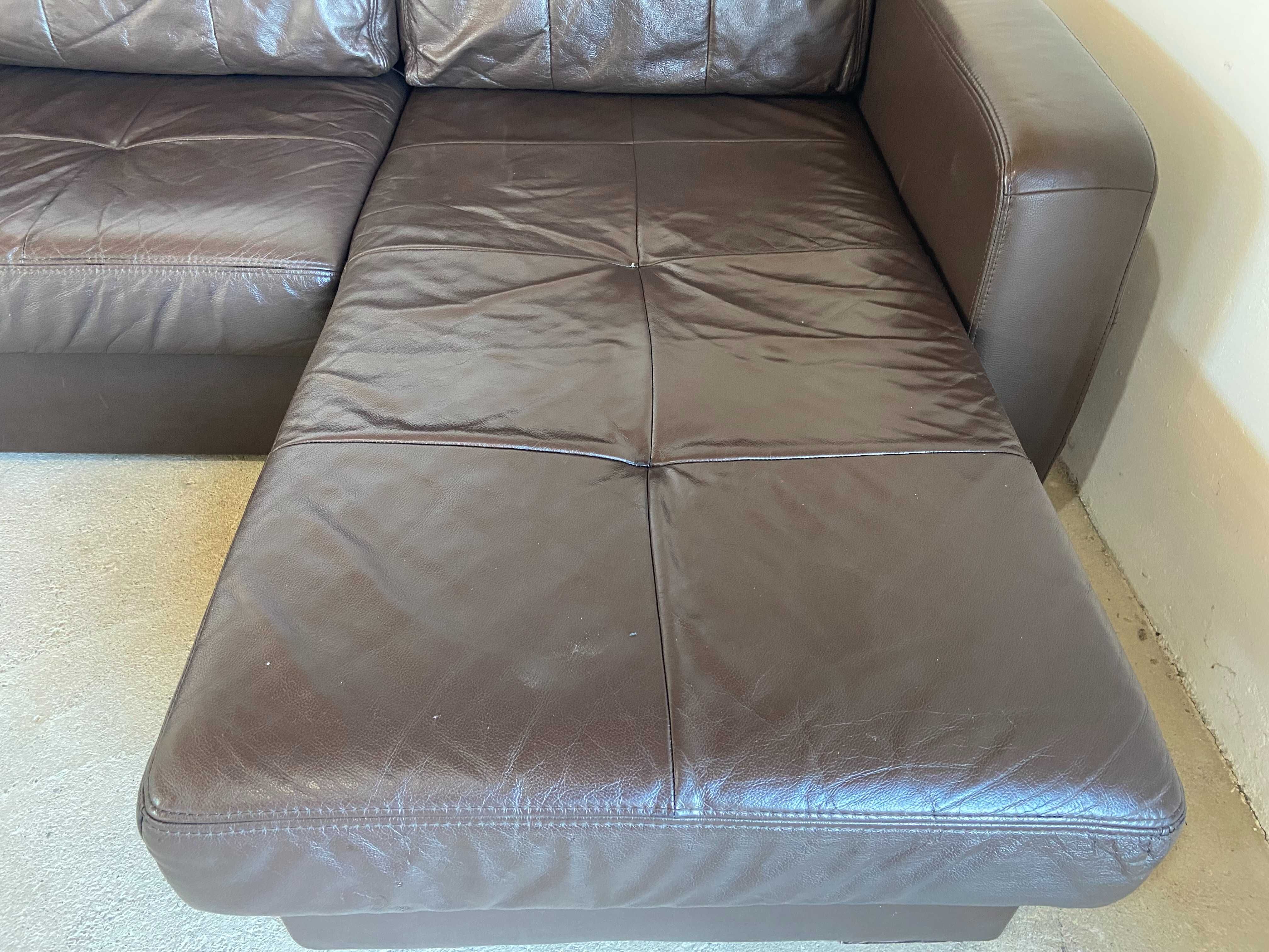 Шкіряний кутовий розкладний диван з натуральноі шкіри