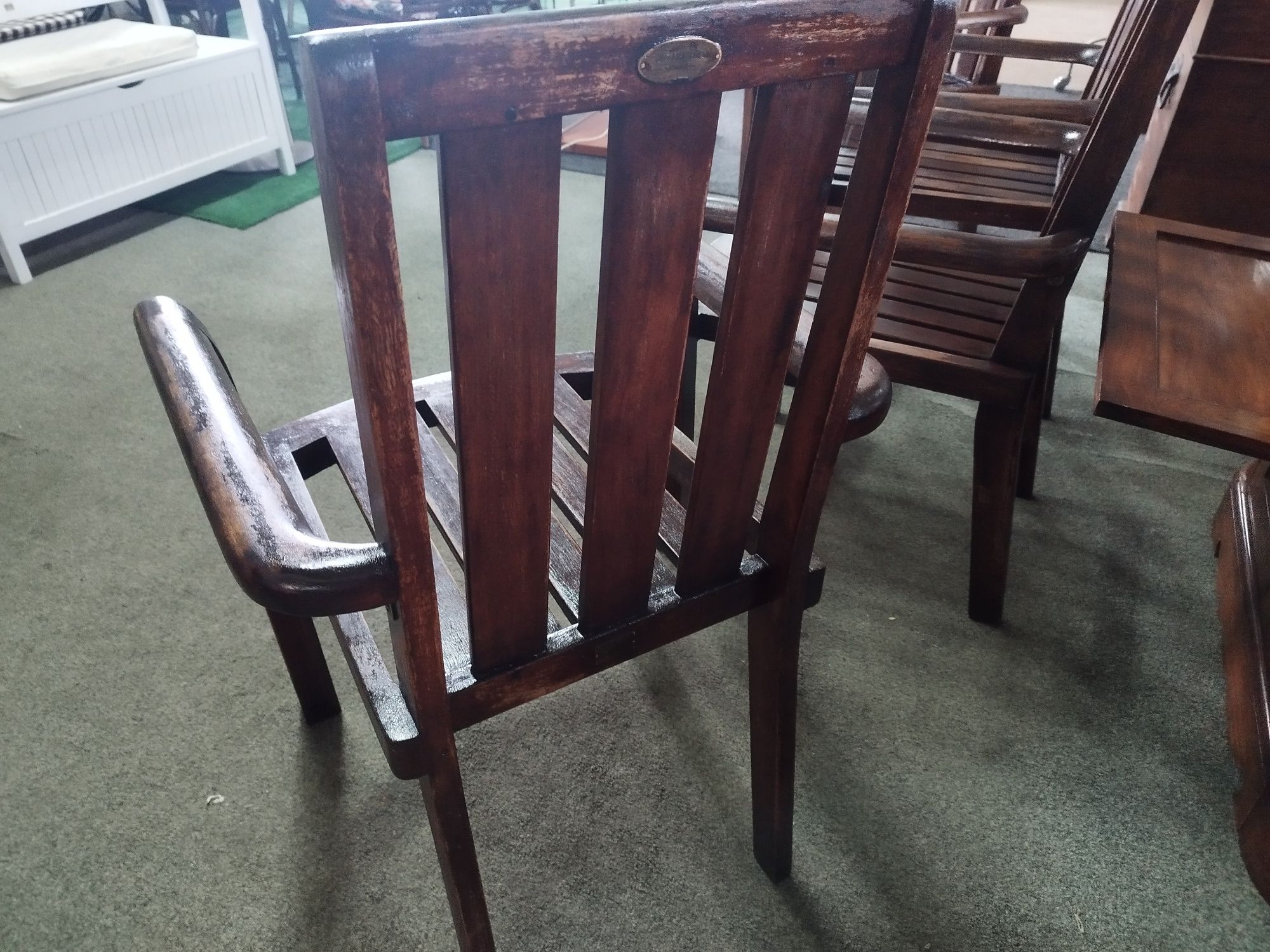 fotele drewniane Vintage tarasowe, do jadalni 4 sztuki stylowe