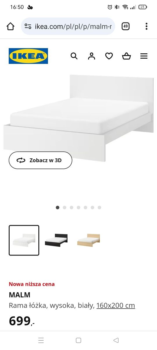 Łóżko + stelaż ikea 160x200