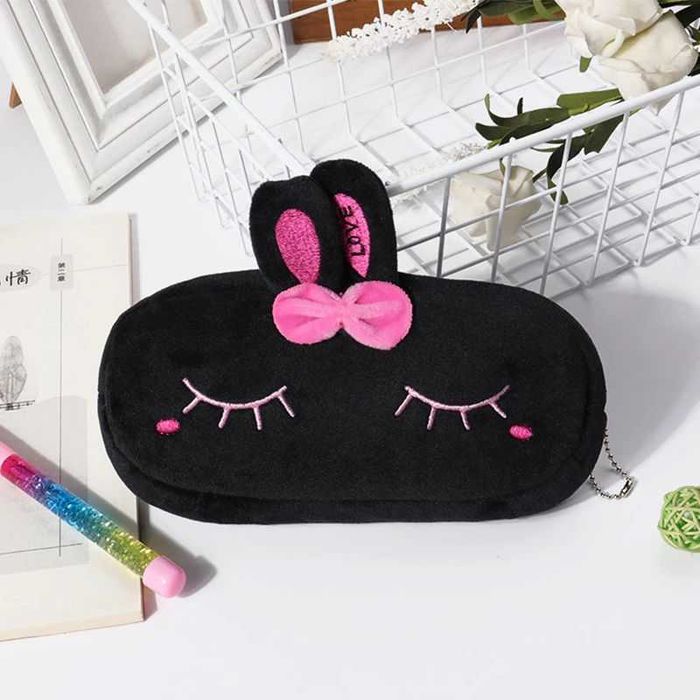 Piórnik kosmetyczka rabbit / czarny pluszowy