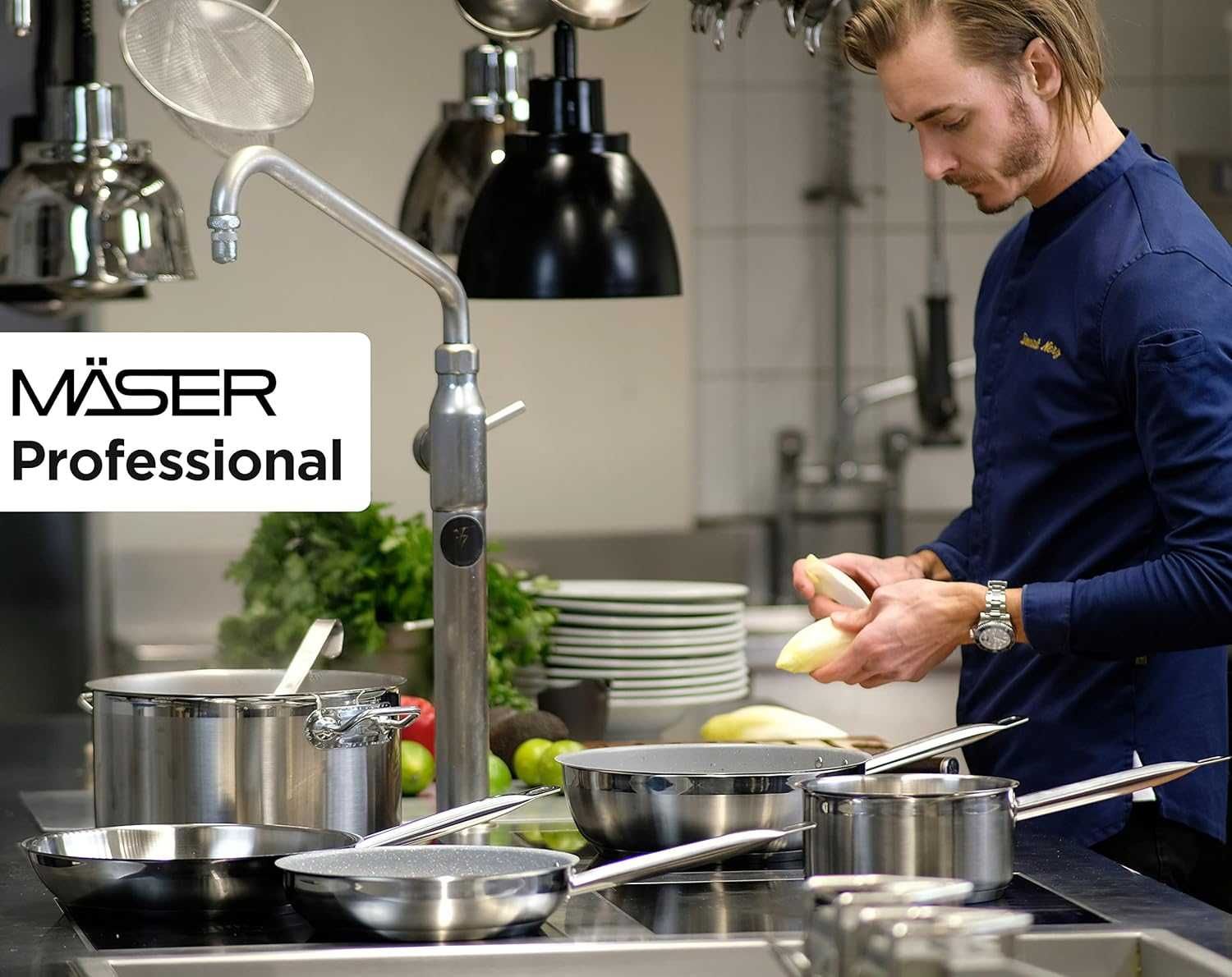 Mäser Professional garnek 5L 20 cm z pokrywką garnek  stal nierdzewna