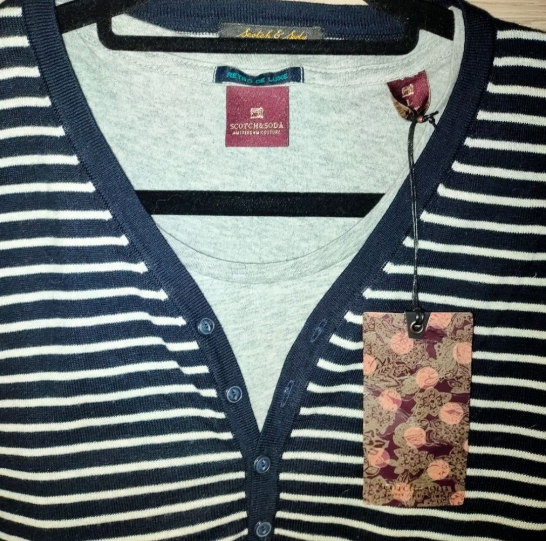 Marynarski sweter męski + bluzka 2w1 Scotch & Soda L