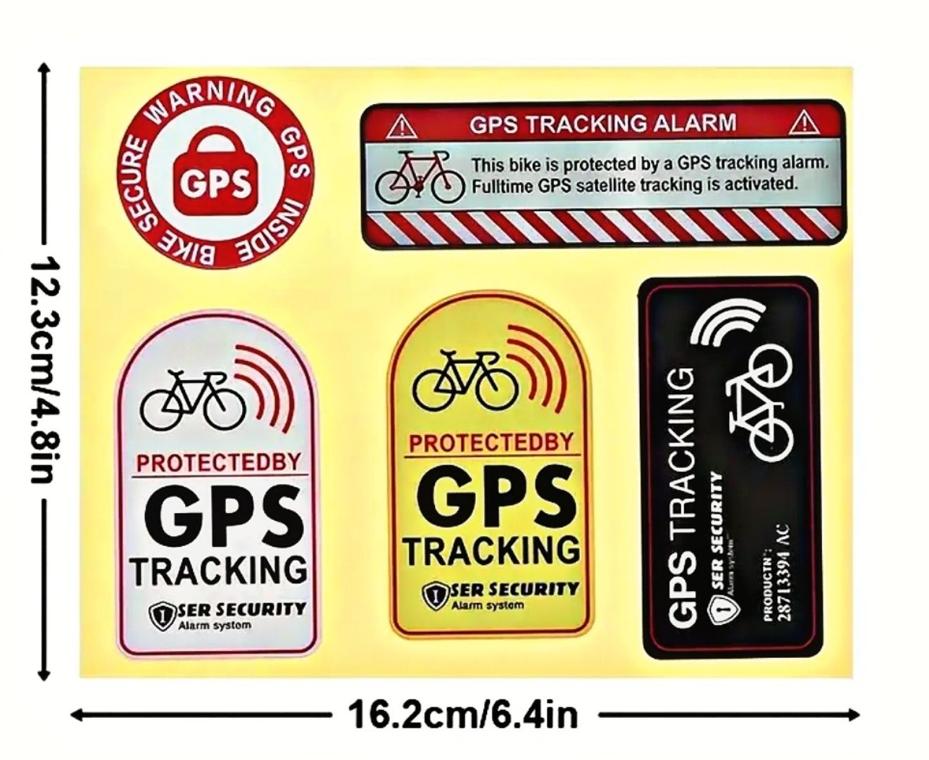 Zestaw naklejek GPS na rower , Alarm Uwaga