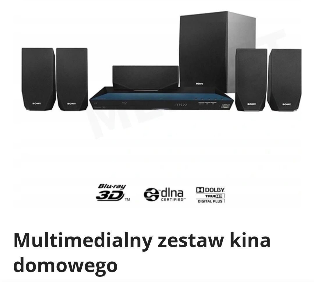 Kino domowe SONY 1000W 5.1 bluray DVD USB BT WiFi