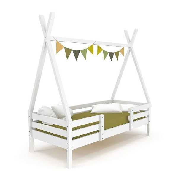 Кроватка домик Вигвам - 2 белая 80х190 см ліжко дитяче з дерева