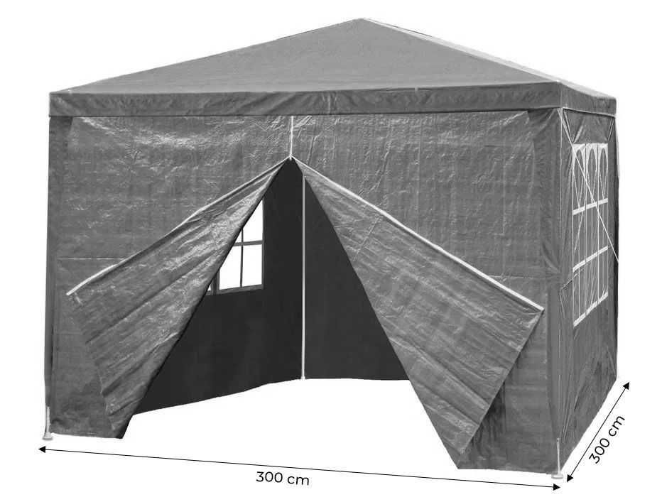 Namiot ogrodowy imprezowy 3x3m + 4 ścianki - GRAFITOWY - PROMOCJA