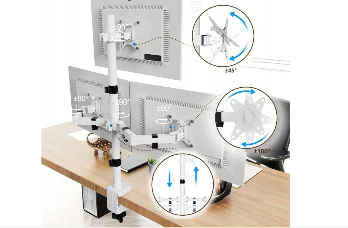 5130 Uchwyt na trzy monitory PUTORSEN PTMS03-W 17"-32"