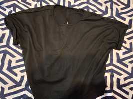 Czarna bawełniana bluzka z wiązaniem