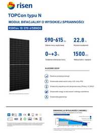 Moduł Panel Fotowoltaiczny Risen 600W Bifacial Srebrna Rama N-type