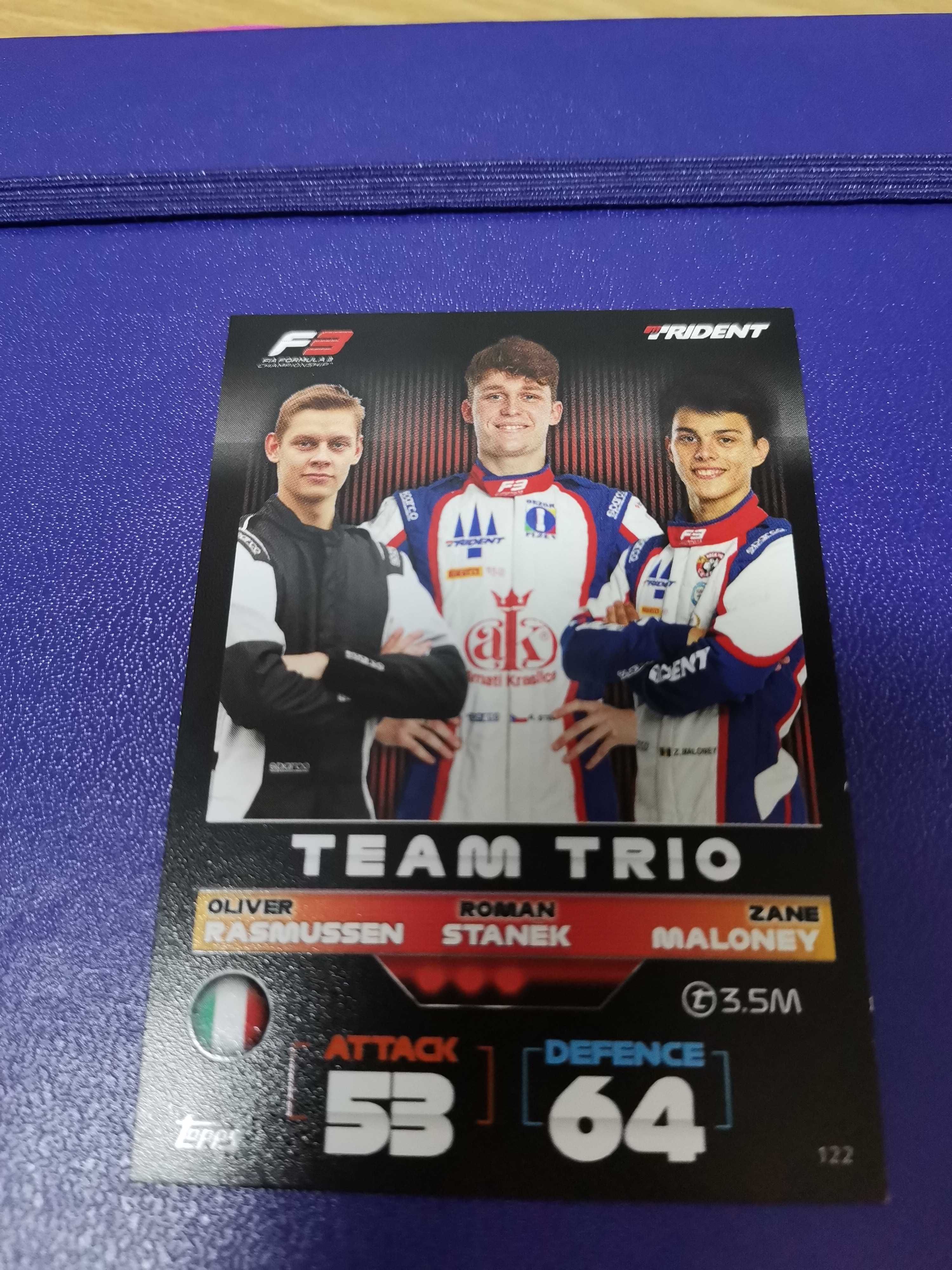 Oliver Rasmussen,Roman Stanek and Zane Maloney F1 topps Turbo Attack