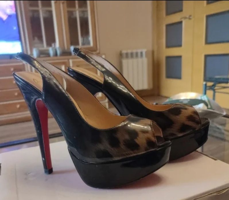 Sandálias Christian Louboutin LADY PEEP 150  LEOPARD PRINT