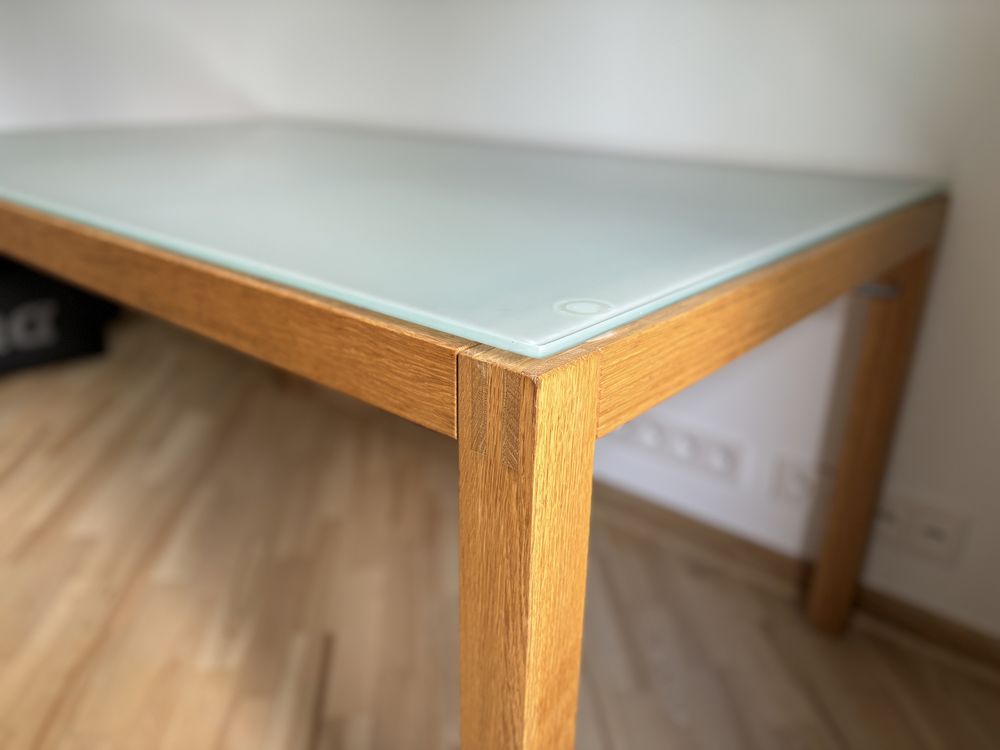 Wyjątkowy Stół do Jadalni z Szufladami i Szkłem 159 x 90 cm