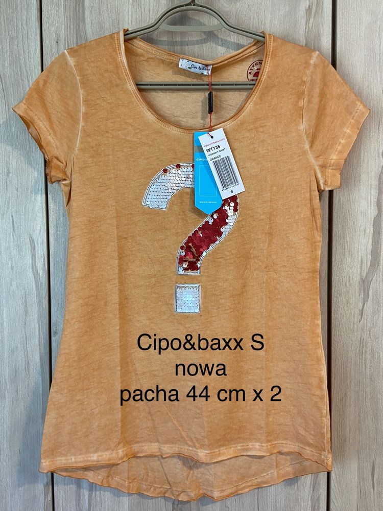 Cipo & baxx S pomarańczowa nowa damska bluzka t-shirt