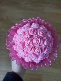 Bukiet bukiecik z róż piankowych różowy urodziny rękodzieło