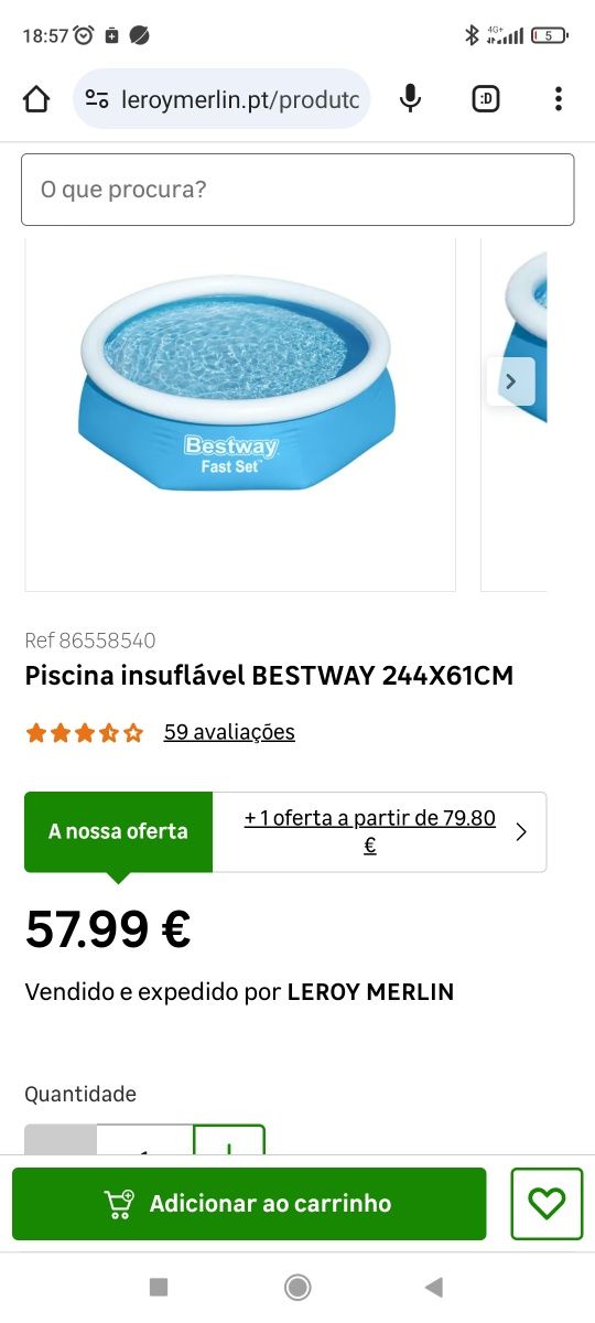 Piscina insuflável Bestway embalada