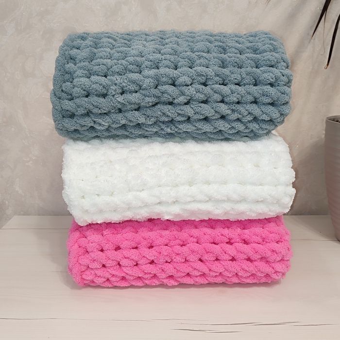 Пледи Alize puffy, в'язаний плед, пледи Алізе пуффі, плед плюшевий