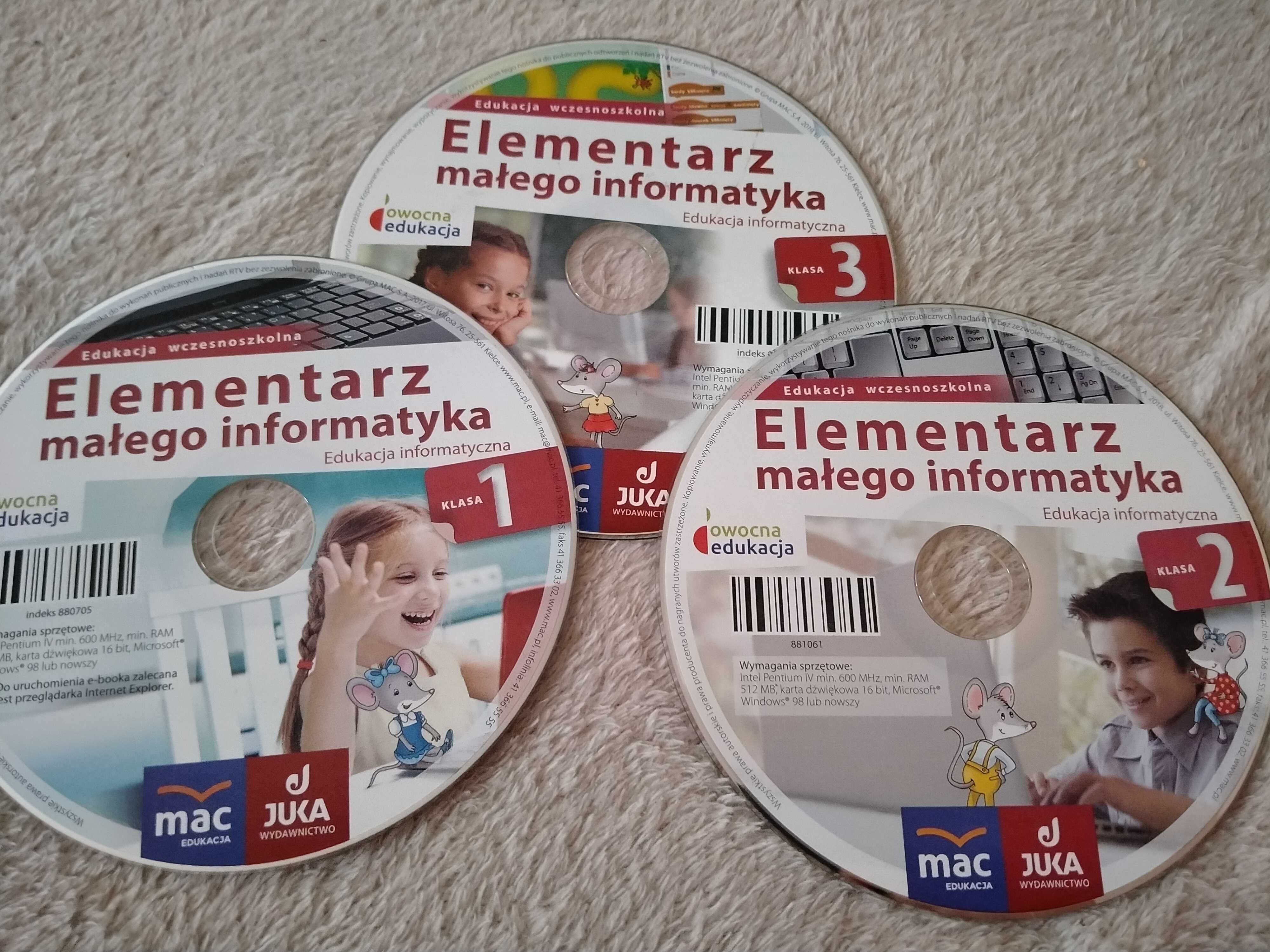 Płyty CD - gry edukacyjne klasa 1-3 - polski, matematyka, informatyka