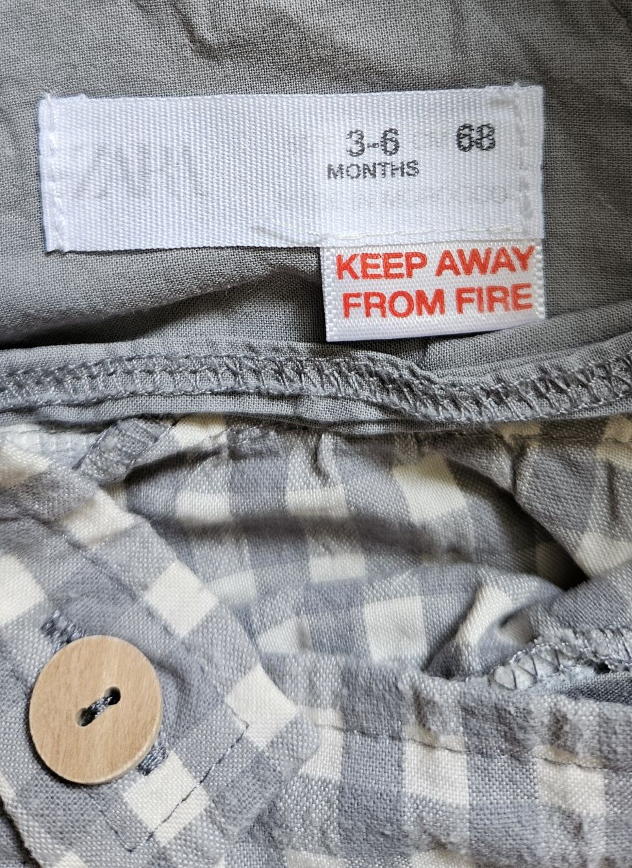 Spodenki niemowlęce zara krótkie ogrodniczki w kratkę r. 68