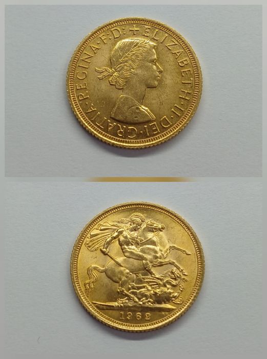 Золотая монета соверен 917 проба Великобританія