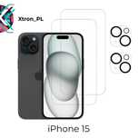 Szkło Hartowane iPhone 15 2x Ekran + 2x Aparat | 9H | Oleofobowe