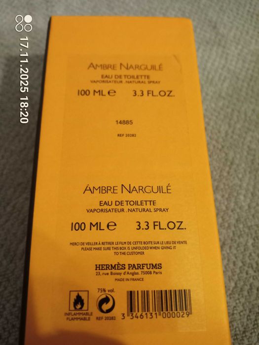 Hermes Ambre Narguile 100 ml -100% oryginał