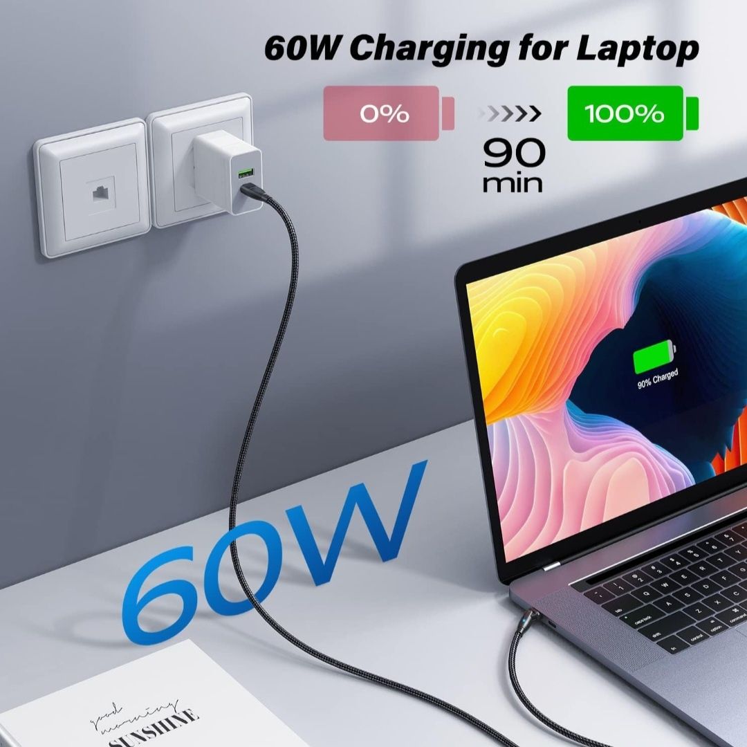 2 sztuki AUFU 60W Kabel USB C do USB C długość 2m