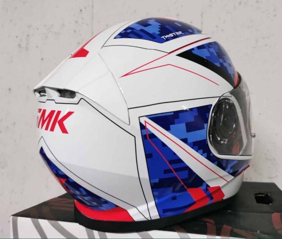 Capacete SMK Twister White / Blue / Red ( XL )( NOVO )