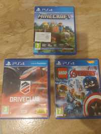 Gry na PS4 używane Drive Club / Minecraft / Lego Avengers