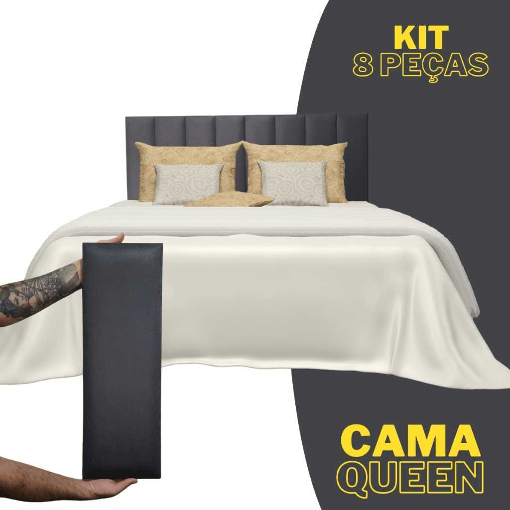 Kit de Cabeceira de Cama com Placas Estofadas 60x20cm - Envio Imediato